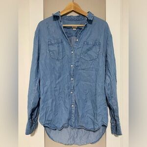a new day chambray Light Blue Casual Button Down Shirt